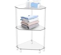 angolo in acrilico, tavolo trasparente 3, ripiano | Tavolino angolare a 3 ripiani, per camera da letto, bagno, ufficio, ingresso, compatto salvaspazio, supporto decorativo