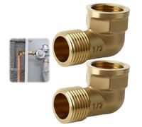 Angolo in ottone 90 gradi G1/2 1/2" IG/AG connettore per tubi in ottone (IG Ø 19,5 mm x AG Ø 20,3 mm), raccordo in ottone per pipe Connected Water Tank