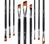 Angolo piatto con punta pennelli di Amagic Art angolare set per pennelli acrilico olio acquerelli, 9 pezzi viso e corpo professionale pittura kit con punte in nylon sintetico