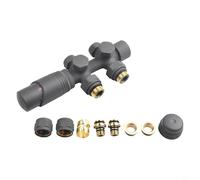 Angolo termostatico per termosifone, 50 mm, distanza centrale, multiblocco, dritto, con sensore più per la testa del radiatore, scaldasalviette, valvola angolata o set (antracite)