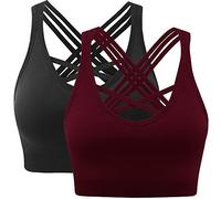 ANGOOL Reggiseno Sportivo con Spallacci Imbottiti e Incrociati per Yoga e Altri Esercizi di Fitness Femminile