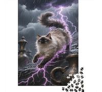 Angora turca Jigsaw Puzzle Impossibili 1000Pcs Tempesta Lightning Decorazione Per La Casa. Rilassamento E Intelligence Per Adulti E Ragazzi Da 14 Anni 1000pcs (75x50cm)