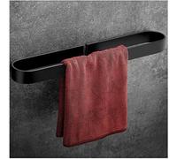 Angou Porta asciugamani da parete senza foratura, accessorio da bagno, in alluminio, autoadesivo, 60 cm, colore: nero