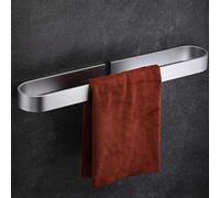 Angou Porta asciugamani senza foratura, accessorio da bagno, in alluminio, autoadesivo, per scarpiera e coperchio (argento, 60 cm)