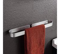 Angou Porta asciugamani senza foratura, accessorio per il bagno, in alluminio, autoadesivo, 40 cm, colore: argento
