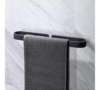 Angou Porta asciugamani senza foratura, accessorio per il bagno, in alluminio, autoadesivo, 50 cm, colore: nero