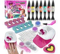 ANGREEL 18Pz Kit Unghie Smalto Bambina con Asciuga & Penne Unghie, 7 Colori Smalti Bambina all'acqua e Asciugatura Rapida, Nail Art Studio Regali Natale Compleanno per 5 6 7 8 anni Ragazze Trucchi