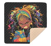 Angry African Girl - Tappetino da gioco per bambini, in morbida schiuma, imbottito, confortevole, per bambini, 127 x 127 cm