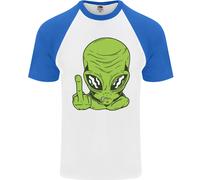 Angry Alien Finger Flip T-Shirt Baseball Uomo Fruit of the Loom Cotone S-3XL