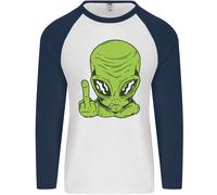Angry Alieno Dito Flip Divertente Offensiva Uomo L/S Baseball T-Shirt