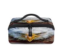 Angry American Bald Eagle - Trousse da viaggio portatile con bandiera americana, impermeabile, aperta e piatta, per articoli da toeletta e cosmetici, organizer da viaggio per donne e uomini