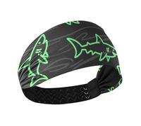 Angry Animal Shark Fish Fluorescente Verde Nero fasce antiscivolo per capelli da donna Elastici per il trucco Palestra Calcio Calcio cintas para el pelo de mujer