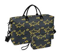 Angry Animal Shark Fish Giallo Nero Decorativo Pernottamento Carry On Tote e Bagagli Sport Borsa da Palestra con Borsa da toilette per Allenamento 2 Pezzi Set bulto para viajar