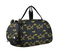 Angry Animal Shark Fish Giallo Nero Piccola Borsa da Palestra con Scomparto per Scarpe Grande Capacità Weekend Pernottamento Borsa da Trasporto per Viaggi, Sport, Fitness & Allenamento