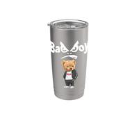 Angry Bad Boys Style, Cool Teddy Bear Bad Boy Graphic Design Bicchiere termico in acciaio inox doppia parete