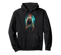 Angry Bear Grizzly Bears Wildlife Mountains Animal Felpa con Cappuccio