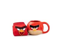 Angry Birds Set Tazza e Calzini | Adulti Unisex Calzini a Mezza Gamba con Grafica del Personaggio Rosso J. Bird e Tazza in Ceramica per Bevande Calde in Rosso | Calzini Uccello Rosso per Uomo e Donna