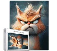 Angry Cartoon Cat 1000 pezzi puzzle per adulti pittura a olio stile arte puzzle colorato fai da te per la decorazione della casa regali puzzle famiglia perfetto per serate di gioco 50 × 70 cm