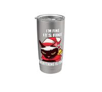 Angry Cat I'm Fine It's Fine Everything Is Fine Christmas Bicchiere termico in acciaio inox doppia parete