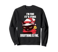 Angry Cat I'm Fine It's Fine Everything Is Fine Christmas Felpa