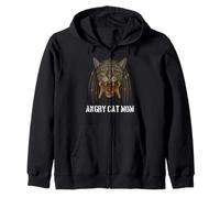 Angry Cat Mom for Owner of Really Evil Cat, divertente gioco di parole Felpa con Cappuccio