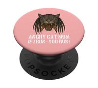Angry Cat Mom - per il proprietario di un gatto davvero malvagio, divertente gioco di parole PopSockets PopGrip Adesivo