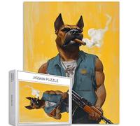 Angry Dog Personaggio 1000 Pezzi Puzzle per Adulti Azione Stile Comico Art Jigsaw Puzzle Sfidante Giochi di Attività Familiari Colorati Fai Da Te Artigianato Puzzle per Decorazioni Domestiche Regali