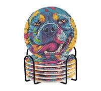 Angry Dog - Set di 6 sottobicchieri per pittura ad acquerello e supporto, per bevande, decorazione assorbente