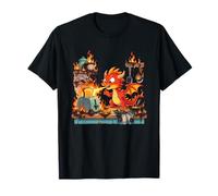Angry Dragon Chef Cucina Fuoco Umorismo Cartone Animato Maglietta