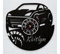 Angry Egg Boy Orologio da parete a forma di auto in legno personalizzato - Decorazione con nome dell'orologio da parete della camera da letto o della famiglia - Regali per ragazzi e ragazze, amici