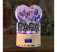 Angry Egg Boy PAPA Foto in cristallo 3D - Immagine di cristallo tagliata a mano, include bluetooth music box base LED - Regalo commemorativo per marito, papà, compleanno, festa del papà