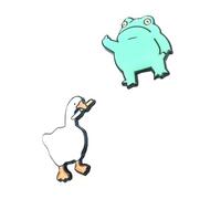 Angry Goose Grumpy Green Crazy Frog Middle Finger Knife Evil Meme Game Funny Metal Enamel Pin Badge Confezione da 2, Metallo