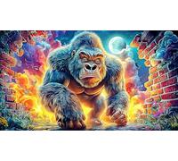 Angry gorilla breaking through wall Puzzle 1000 pezzi in carta riciclata - Gioco per la famiglia divertente & Attività domestica Idea regalo perfetta per adulti 75x50/1000pcs