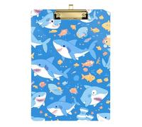 Angry Great White Shark Sky Blue - Portablocco decorativo A4, portablocco per paziente, per insegnanti, dimensioni elementari 22,9 x 30,5 cm