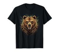 Angry Grizzly Bear Head Wild Forest Power Maglietta