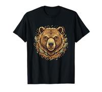 Angry Grizzly Bear Head Wildlife Power Maglietta