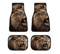 Angry Lion - Set di 4 tappetini per auto, impermeabili, anteriori e posteriori, con retro in gomma antiscivolo, universali, adatti per auto, camion, furgoni, SUV