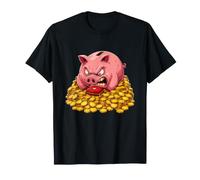 Angry Pig su Monete d'oro Divertente Risparmio di Denaro Maglietta