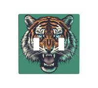 Angry Tiger Head On Green Double Gang Toggle Light Cover Wall Plate Switch Decor Dimensioni standard - 11,4 x 11,4 cm