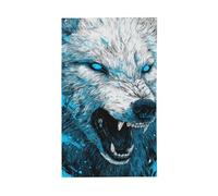 Angry Wolf With Glowing Blue Eyes Yard House Bandiere, 0,9 x 1,5 m, striscione di auguri con occhielli per interni ed esterni, decorazioni per la casa