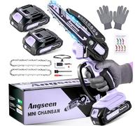 Angseen Mini Motosega a Batteria Per Potatura con 2 Batterias, 850W 6 Pollici Sega a Batteria per Potatura con 2 Chains e Blocco di Sicurezza, Motosega Elettrica Per il Taglio del Legno e Giardinaggio