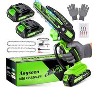 Angseen Mini Motosega a Batteria Per Potatura con 2 Batterias, 850W 6 Pollici Sega a Batteria per Potatura con 2 Chains e Blocco di Sicurezza, Motosega Elettrica Per il Taglio del Legno e Giardinaggio
