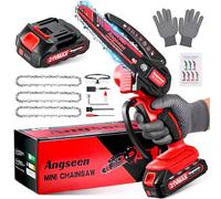 Angseen Mini Motosega a Batteria Per Potatura con 2 Batterias, 850W 6 Pollici Sega a Batteria per Potatura con 2 Chains e Blocco di Sicurezza, Motosega Elettrica Per il Taglio del Legno e Giardinaggio