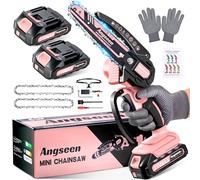 Angseen Mini Motosega a Batteria Per Potatura con 2 Batterias, 850W 6 Pollici Sega a Batteria per Potatura con 2 Chains e Blocco di Sicurezza, Motosega Elettrica Per il Taglio del Legno e Giardinaggio