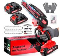 Angseen Mini Motosega a Batteria Per Potatura con 2 Batterias, 850W 6 Pollici Sega a Batteria per Potatura con 2 Chains e Blocco di Sicurezza, Motosega Elettrica Per il Taglio del Legno e Giardinaggio