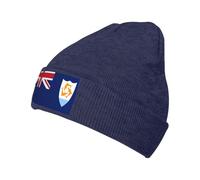 Anguilla Flag Beanie Cappello per uomo donna inverno caldo maglia cuffed cappelli acrilico Skull Cap Navy Blue