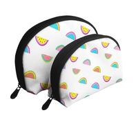 Anguria colorata divertente, Borsa per trucco a conchiglia Portamonete da donna Borsa da toilette piccola Borsa per cosmetici 2 pezzi