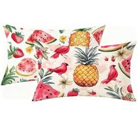 Anguria Federe Cuscini Divano 30x60 cm 2 Pezzi Velluto Copricuscini, Ananas Cuscini da Esterno Impermeabili Rettangolari Decorativo Cuscino Confortevole, per Soggiorno Camera da Letto, Regalo h-2467