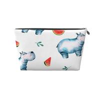 Anguria ippopotamo carino acquerello, Borsa da toilette Borsa per trucco Borsa per cosmetici Borsa da toilette da viaggio portatile
