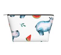 Anguria ippopotamo carino acquerello, Borsa da toilette Borsa per trucco Borsa per cosmetici Borsa da toilette da viaggio portatile